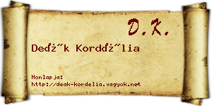 Deák Kordélia névjegykártya